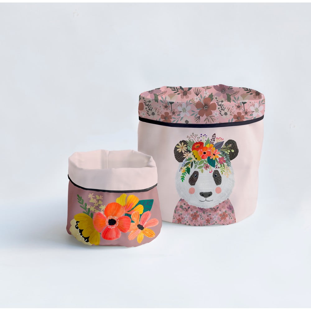 Textil tárolókosár szett 2 db-os Floral Panda – Little Nice Things