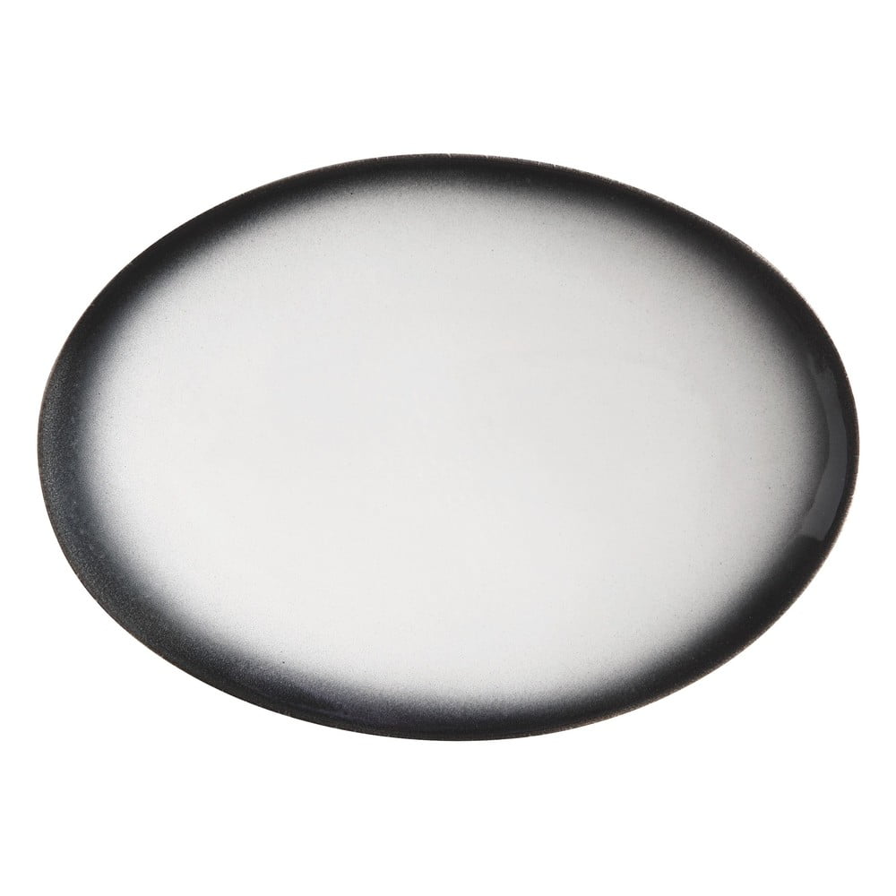 Caviar ovális fehér-fekete kerámia tányér, 30 x 22 cm - Maxwell & Williams