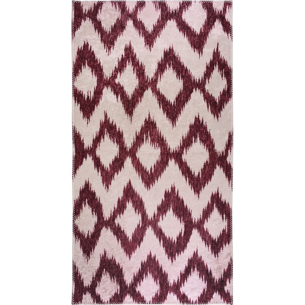 Borvörös-fehér mosható szőnyeg 80x150 cm – Vitaus