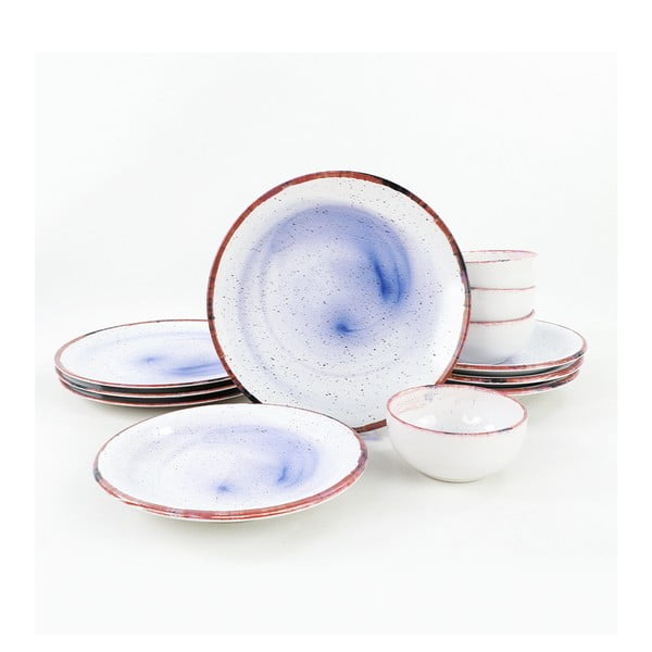 12 db-os fehér-kék kerámia étkészlet - My Ceramic