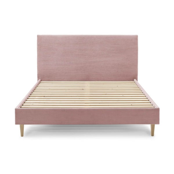 Anja Light rózsaszín kordbársony kétszemélyes ágy, 160 x 200 cm - Bobochic Paris