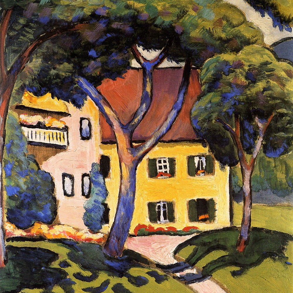 House in a Landscape másolat, 60 x 60 cm - August Macke