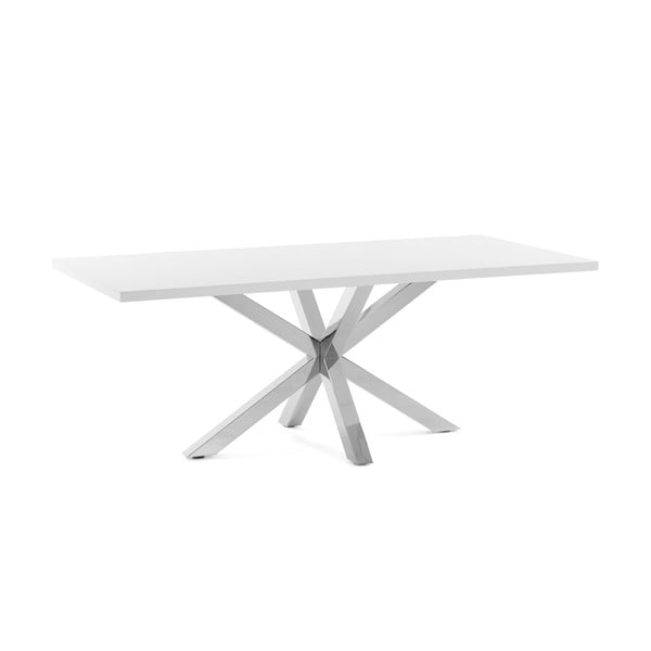 Arya fehér étkezőasztal rozsdamentes acél lábakkal, 160 x 100 cm - La Forma