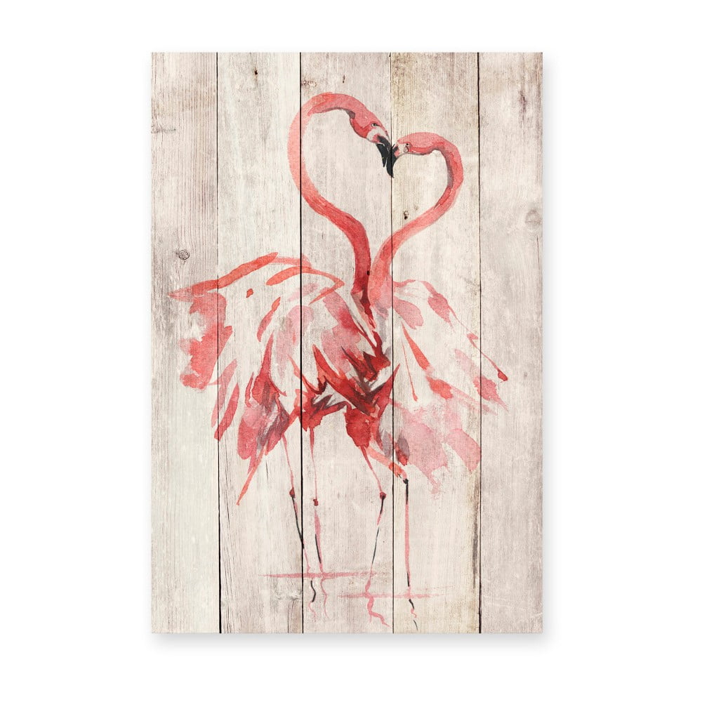 Love Flamingo fali dekoráció borovi fenyőből, 60 x 40 cm - Madre Selva