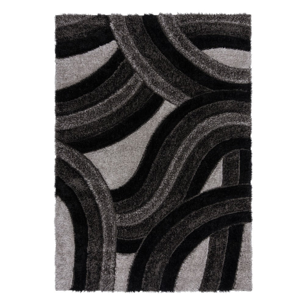 Fekete-szürke kézi szövésű szőnyeg újrahasznosított szálakból 160x230 cm velvet – flair rugs