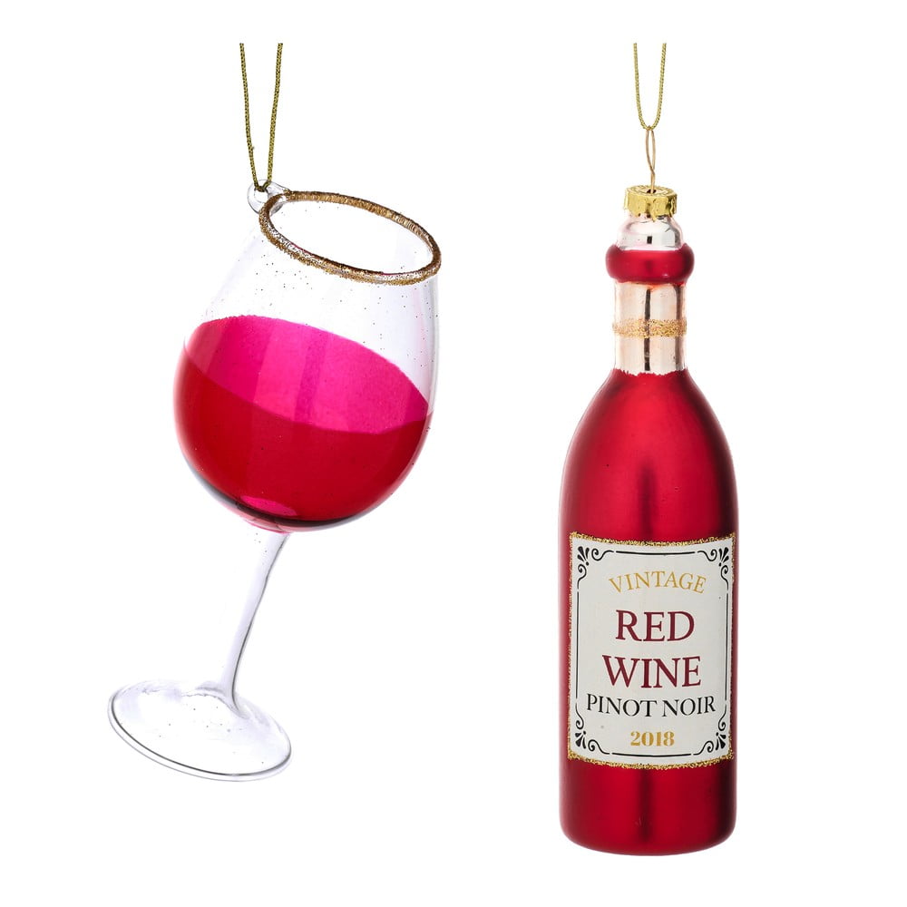 Üveg karácsonyfadísz készlet 2 db-os Red Wine – Sass & Belle