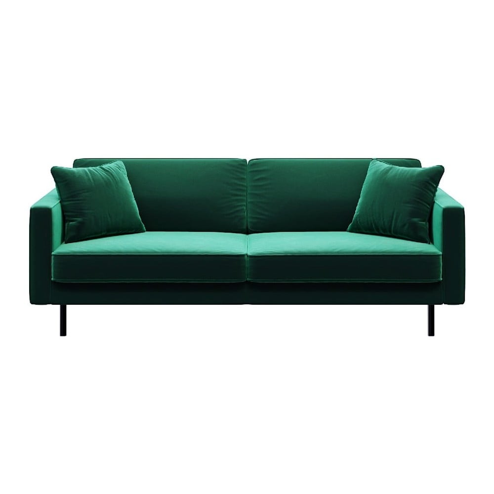 Zöld bársony kanapé 207 cm kobo – mesonica