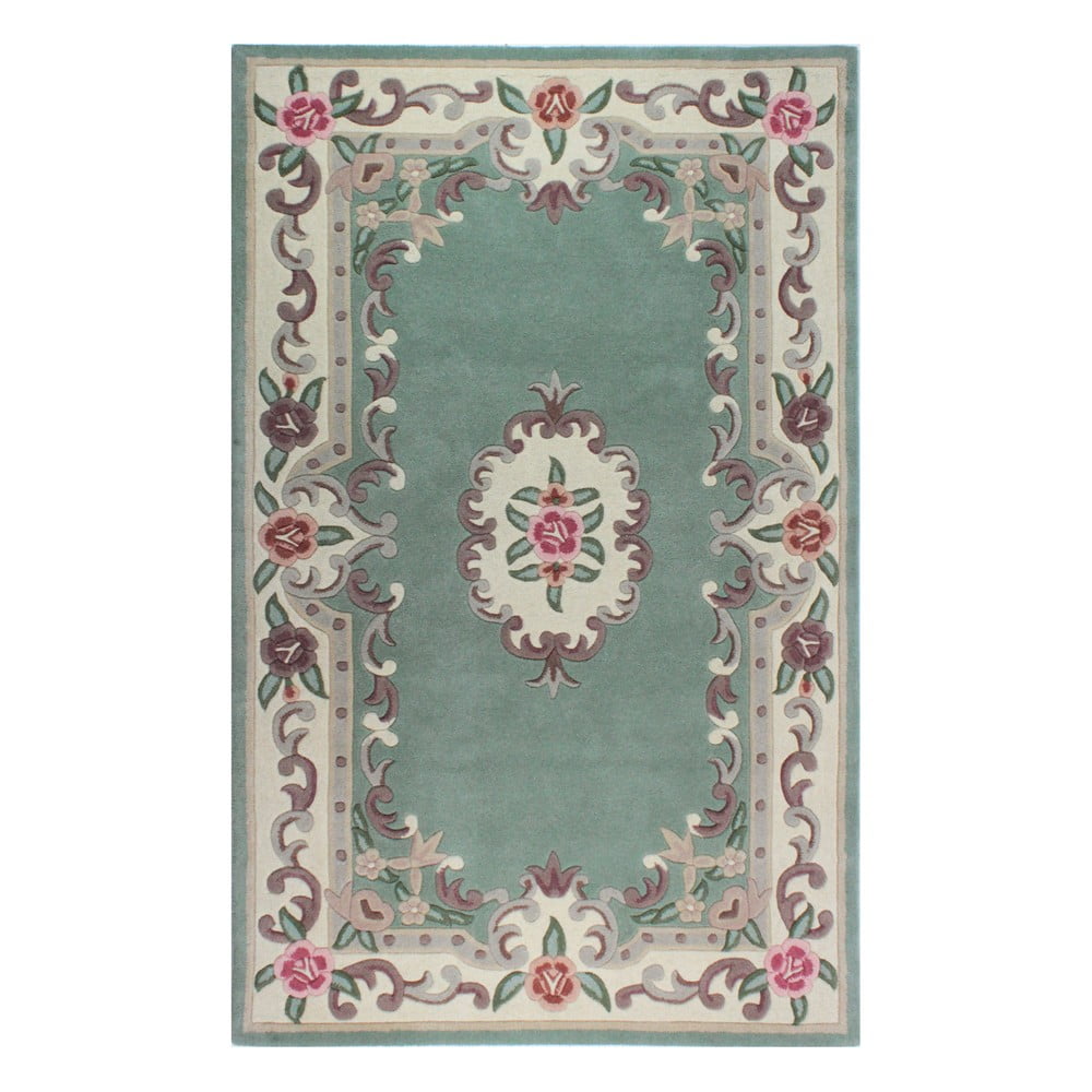 Aubusson zöld gyapjú szőnyeg, 75 x 150 cm - flair rugs