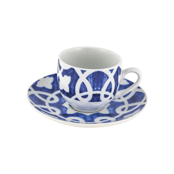 Vietri 6 db-os kék-fehér porcelán csésze és csészealj szett - Villa Altachiara