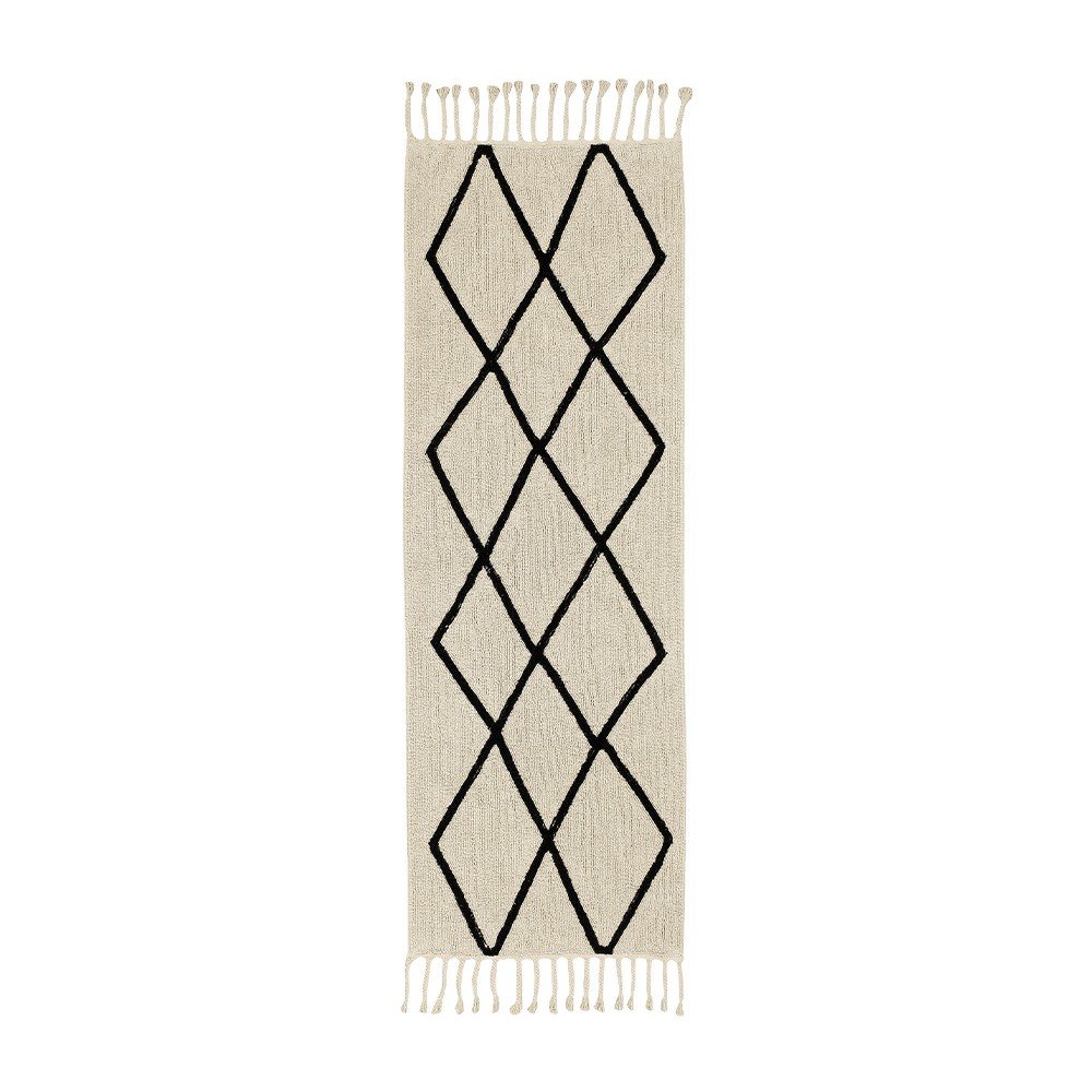 Krémszínű mosható kézi szövésű pamut futószőnyeg 80x230 cm Bereber Beige – Lorena Canals
