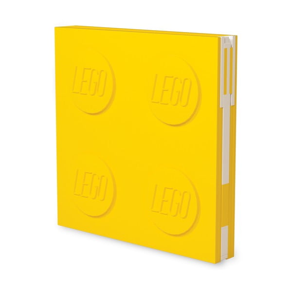 Sárga négyszögletes jegyzetfüzet zselés tollal, 15,9 x 15,9 cm - LEGO®