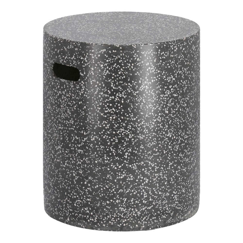 Fekete beton tárolóasztal, ⌀ 35 cm - kave home
