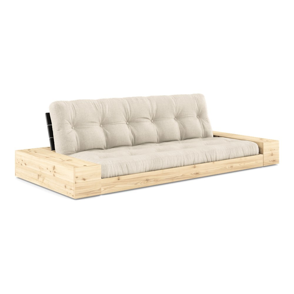 Szürke-bézs len kinyitható kanapé 244 cm base – karup design
