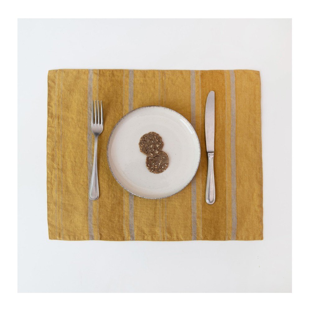 Textil tányéralátét 45x45 cm Amber Bronze Stripes – Linen Tales