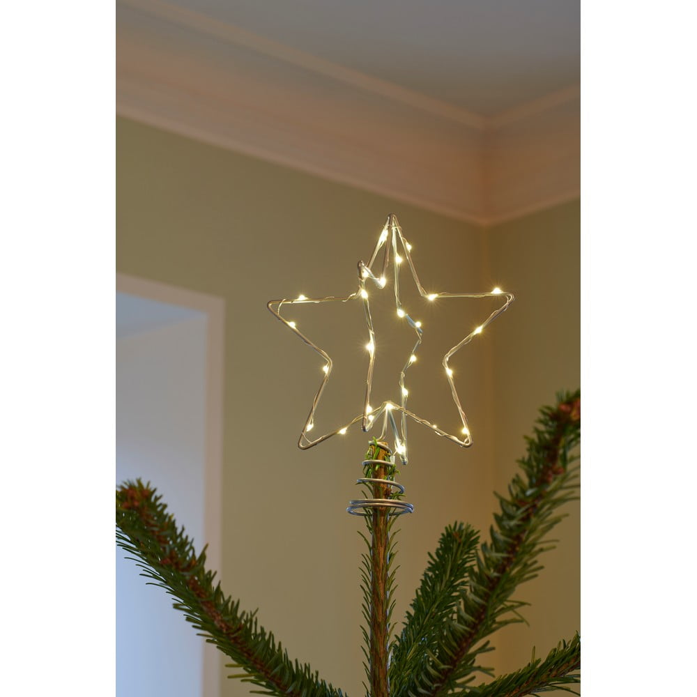 Christina Silver világító LED karácsonyfa csúcsdísz, magasság 25 cm - Sirius