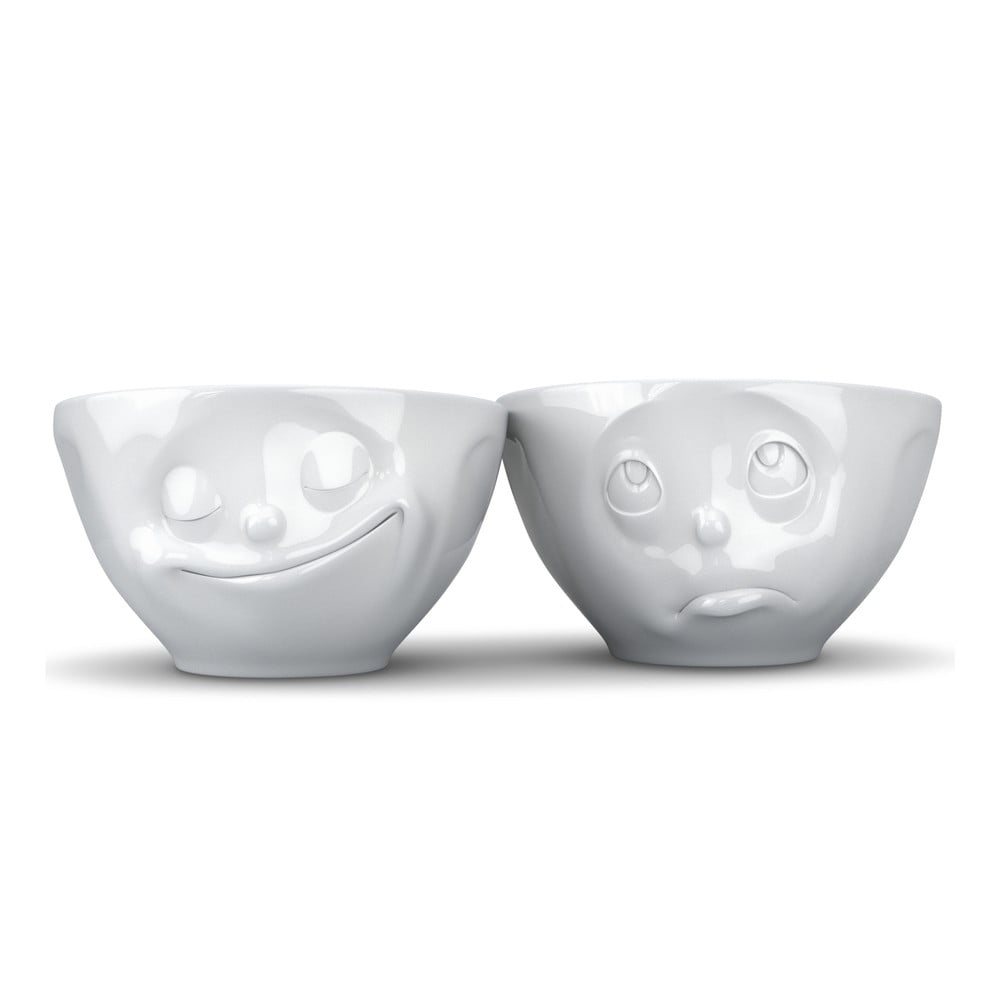 2 db fehér 'boldog' porcelán tálka, 200 ml - 58products