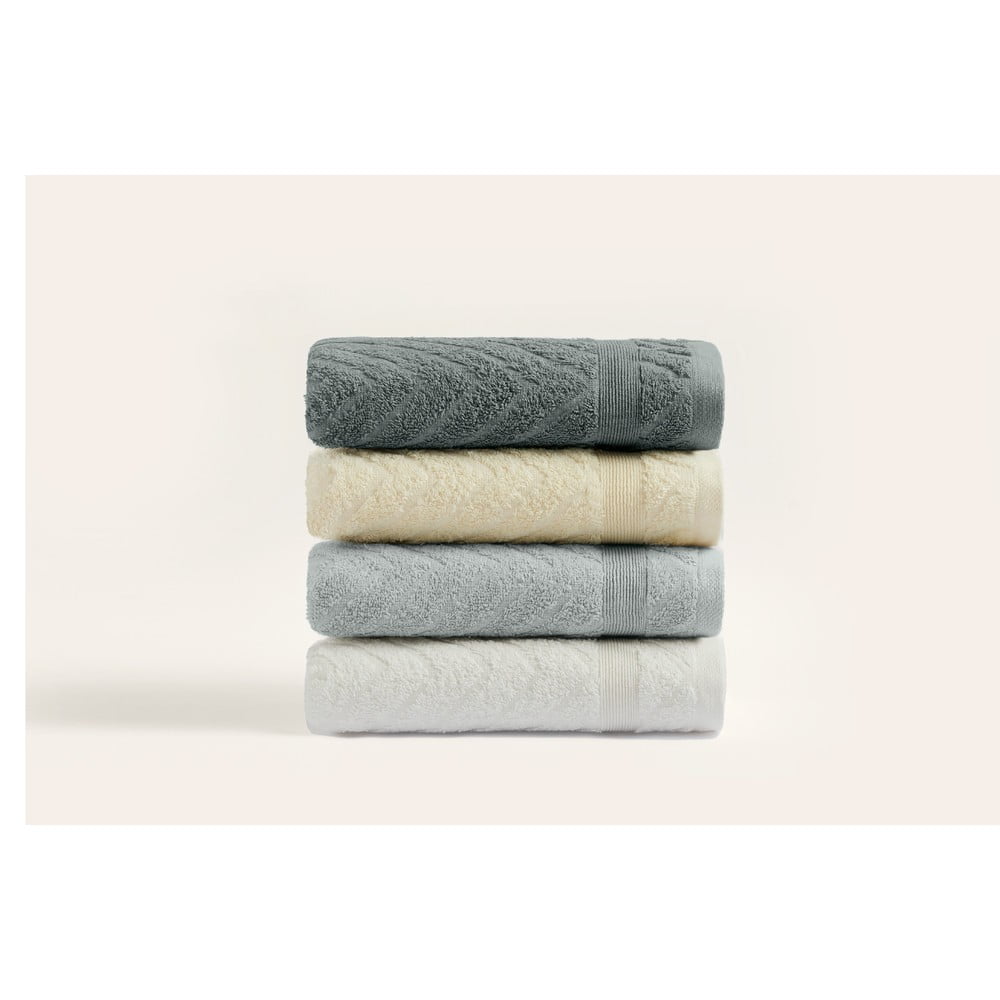 Sárga-szürke frottír pamut törölköző szett 4 db-os 50x90 cm – Foutastic