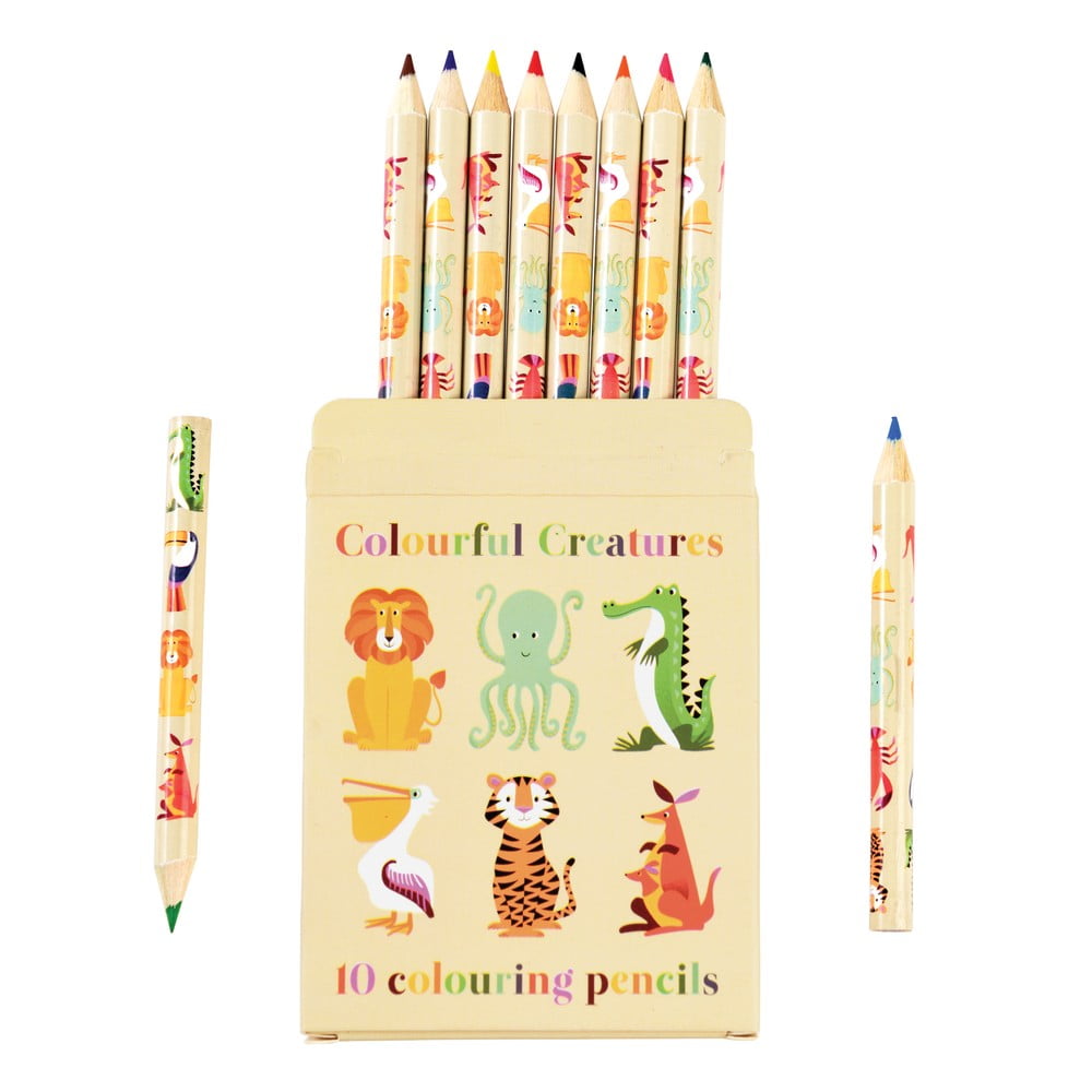 10 db színes ceruza állatos tartóban - Rex London