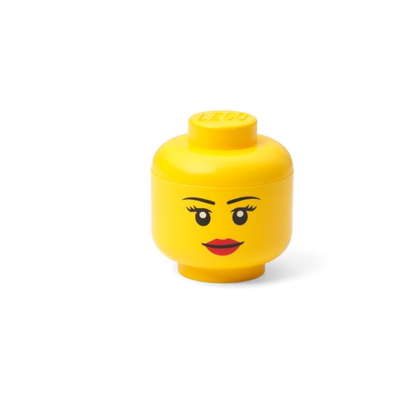 Sárga fej alakú tárolódoboz, lány, 10,5 x 10,6 x 12 cm - LEGO®