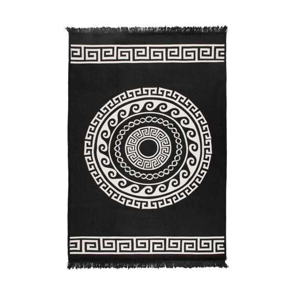 Mandala bézs-fekete kétoldalas szőnyeg, 120 x 180 cm