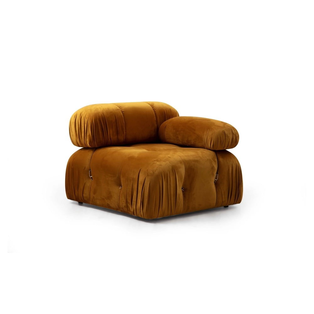 Mustársárga bársony kanapé modul (jobb oldali) bubble – artie