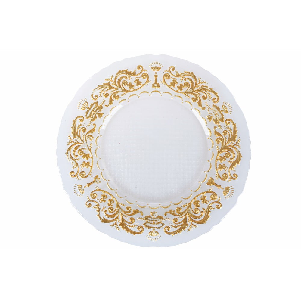 Decoro fehér-aranyszínű üveg tányér, ø 32 cm - Villa d'Este