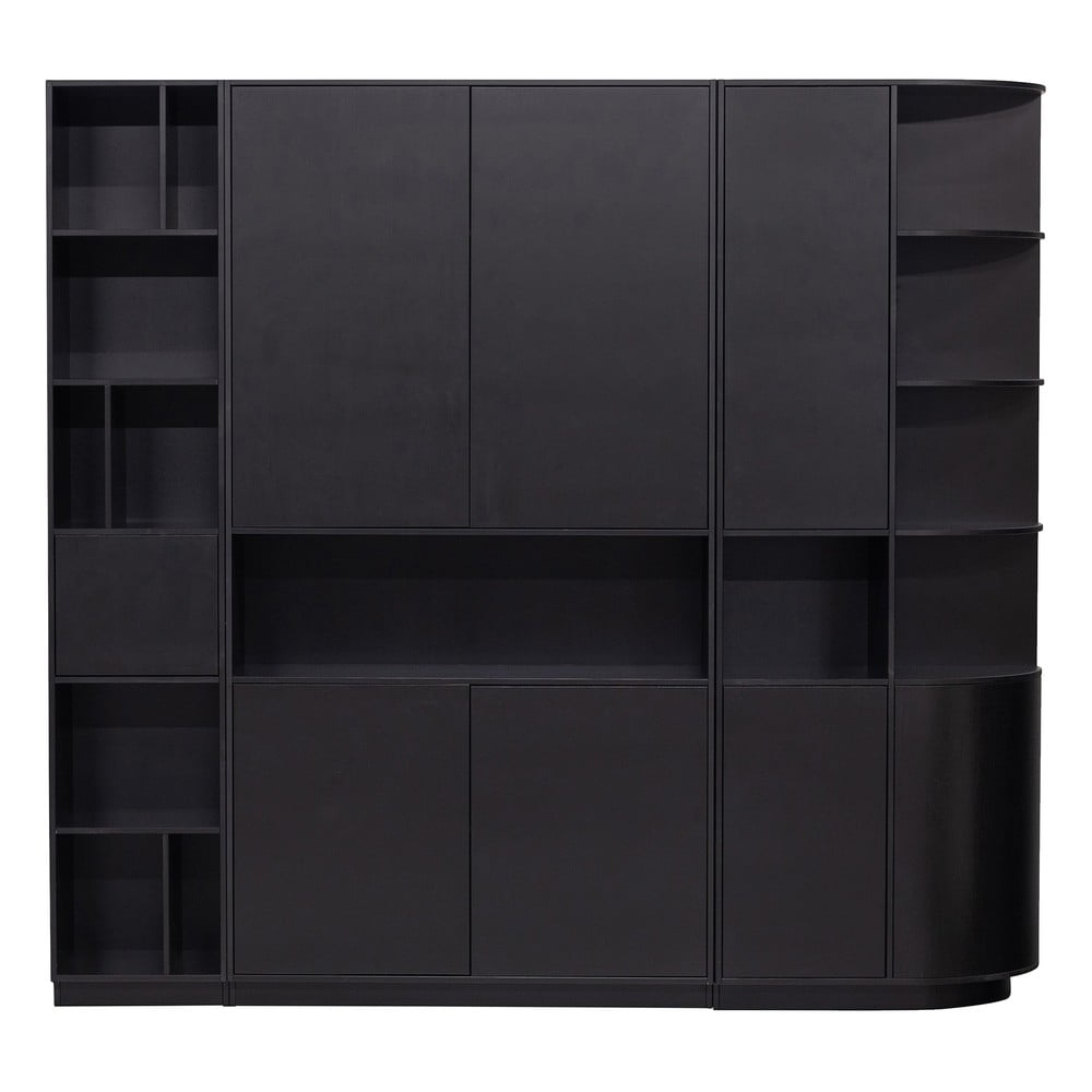 Fekete borovi fenyő moduláris könyvespolc 228x210 cm finca – woood