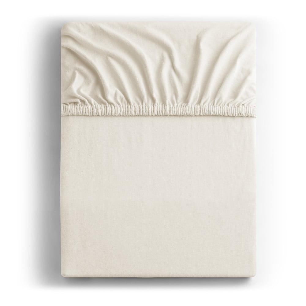 Fehér-krémszínű gumis jersey lepedő 180x200 cm Amber – Restilo