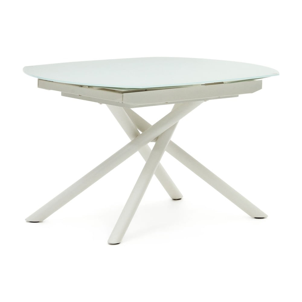 Fehér bővíthető étkezőasztal üveg asztallappal 100x130 cm yodalia – kave home