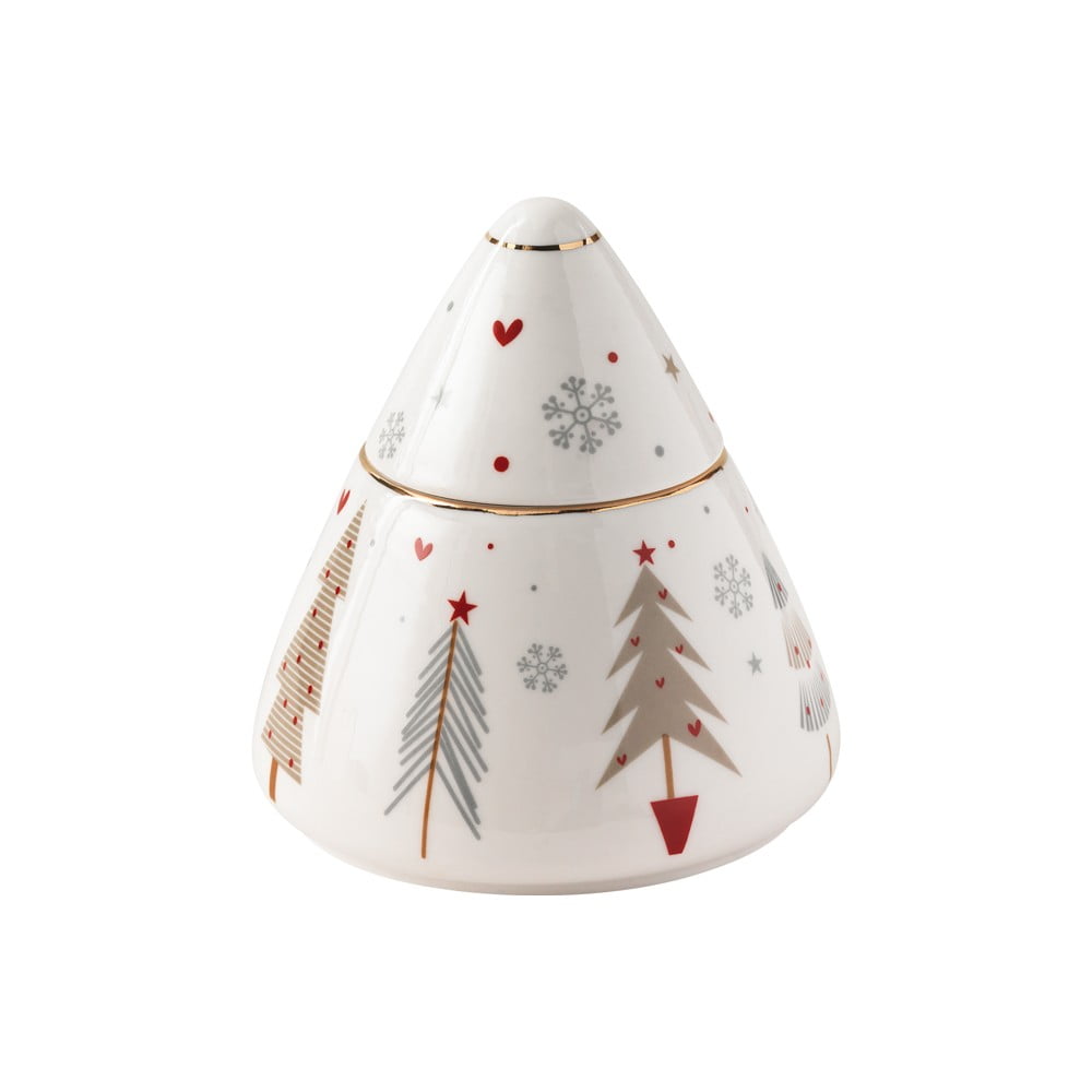 Fiocco porcelán cukortartó karácsonyi mintával, ⌀ 10,5 cm - Brandani