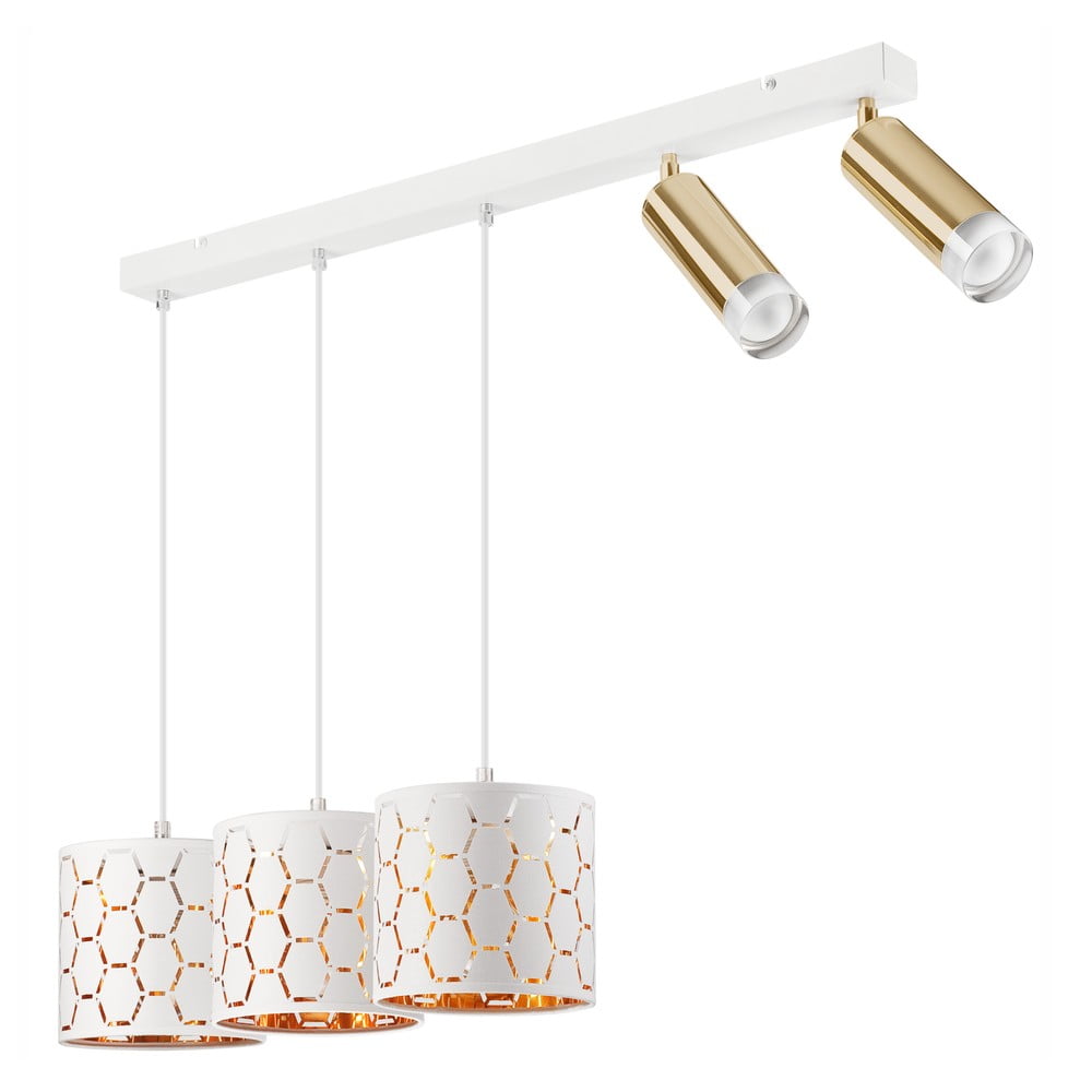 Fehér-aranyszínű függőlámpa üveg búrával Sidney – LAMKUR