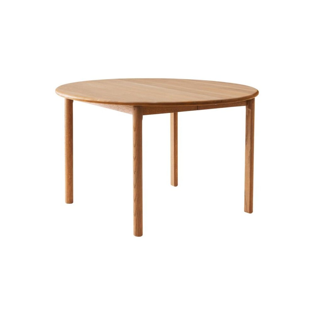 Tölgyfa kerek bővíthető étkezőasztal hosszabbító asztallappal ø 120 cm Noor – Hammel Furniture