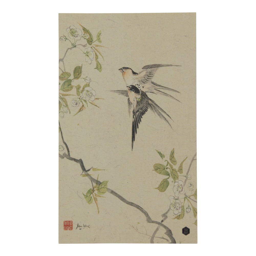 Swallows poszter kézzel készített papírból, 35 x 25 cm - BePureHome