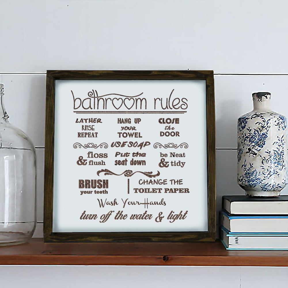 Bathroom Rules fali kép, 34 x 34 cm