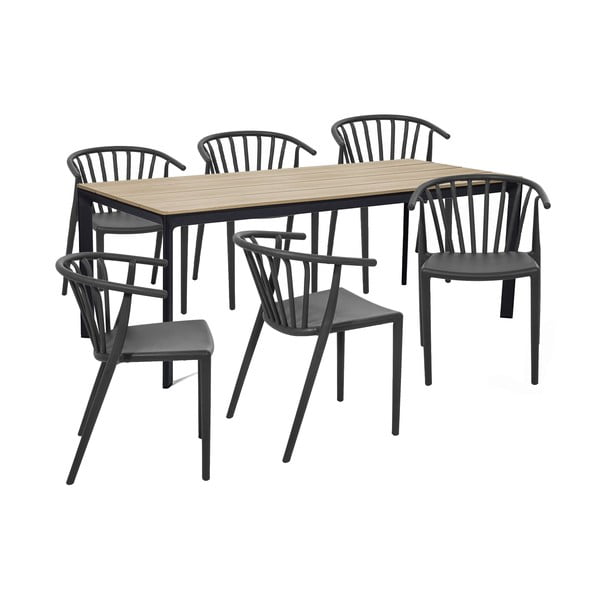 Capri sötétzöld 6 személyes kerti étkezőszett székekkel és Thor asztallal, 210 x 90 cm - Bonami Selection