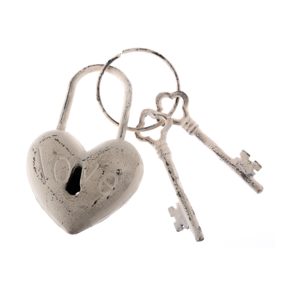 Heart Rustico dekorációs fehér öntöttvas kulcs - Dakls