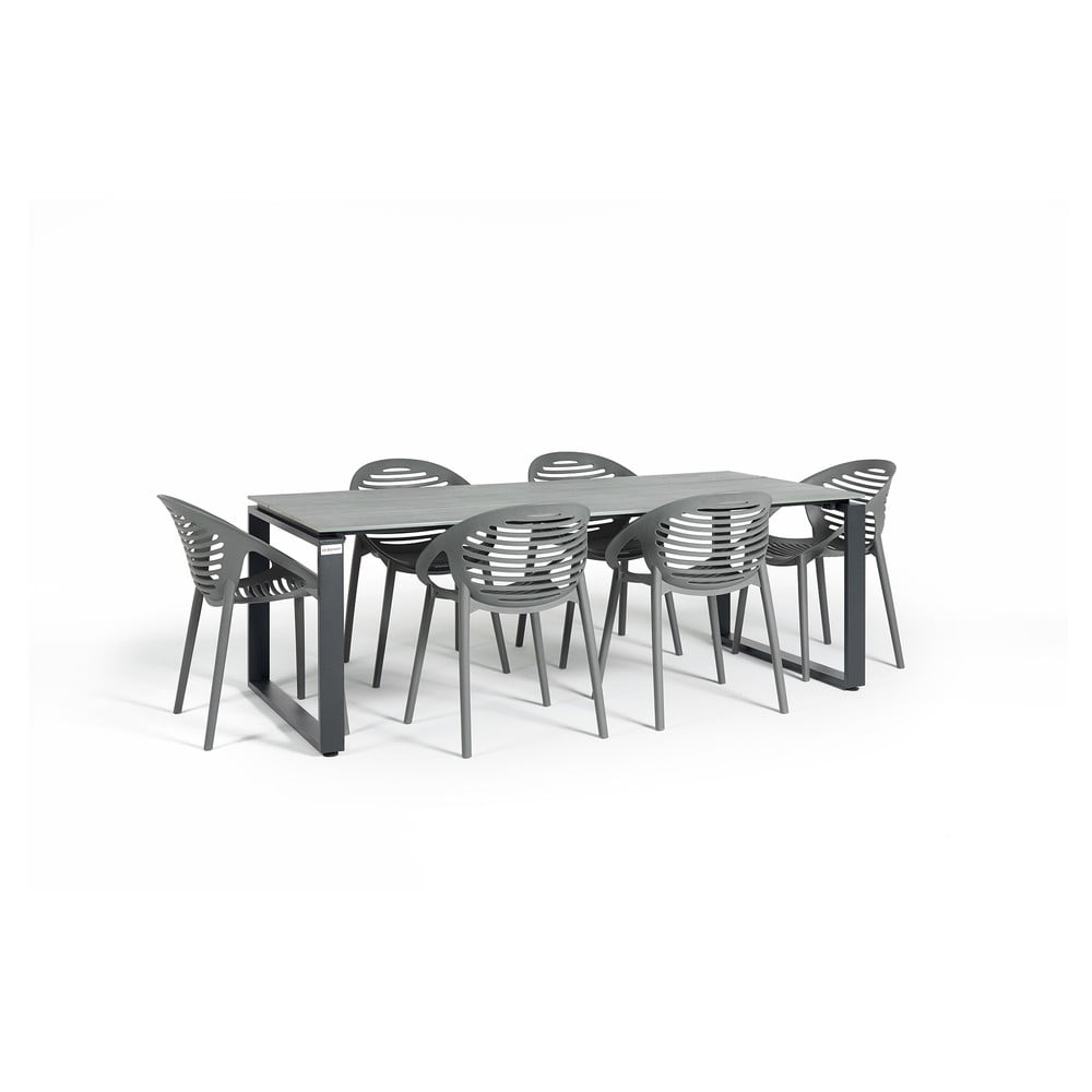 Joanna szürke 6 személyes kerti étkezőszett székekkel és Strong asztallal, 210 x 100 cm - Bonami Selection