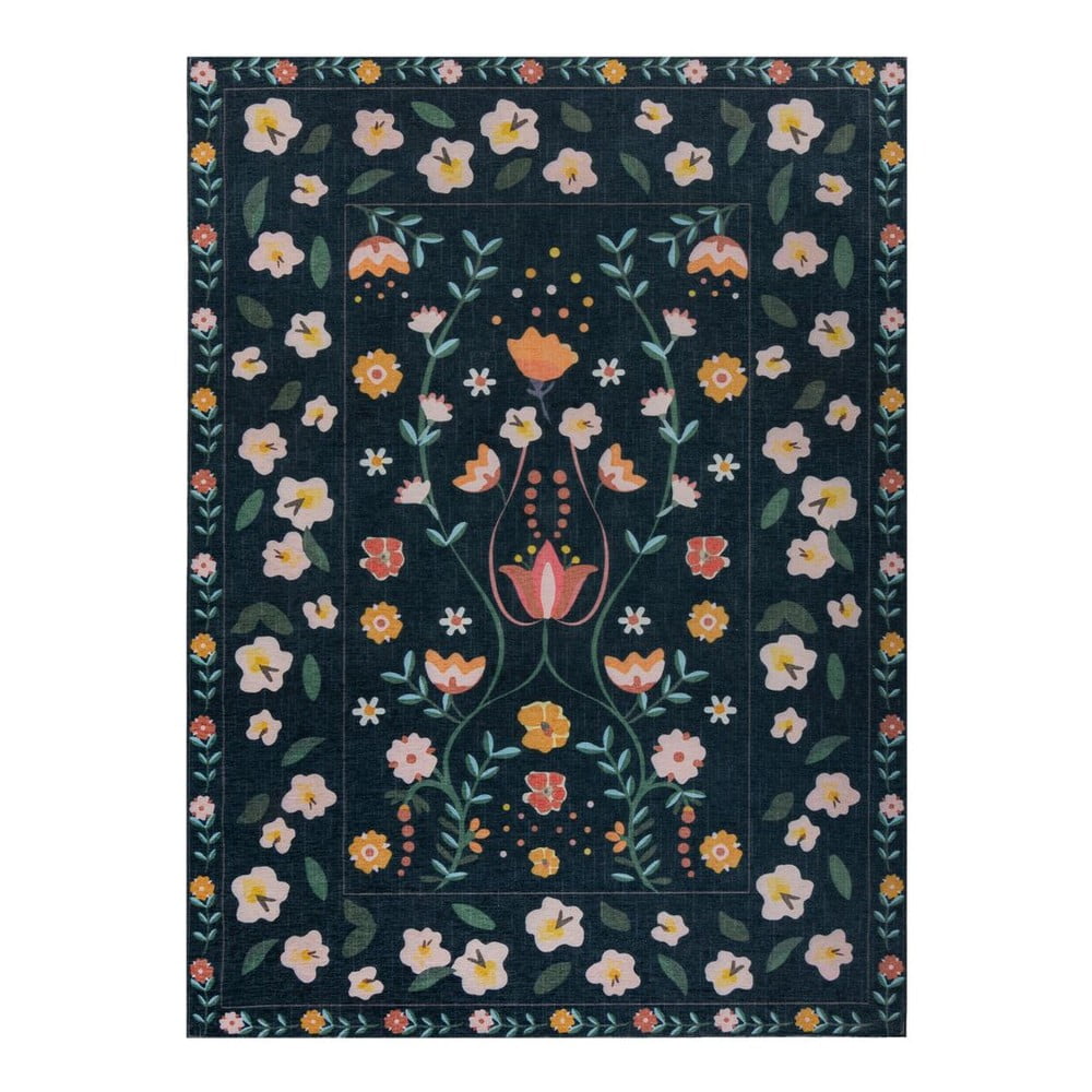 Sötétkék mosható szőnyeg 170x240 cm match nordic floral – flair rugs