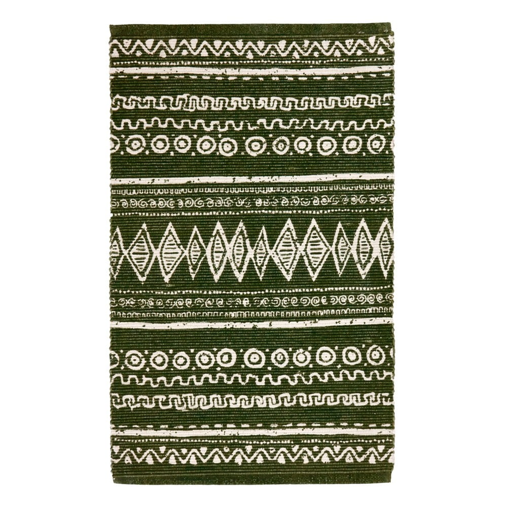 Ethnic zöld-fehér pamut szőnyeg, 55 x 180 cm - Webtappeti