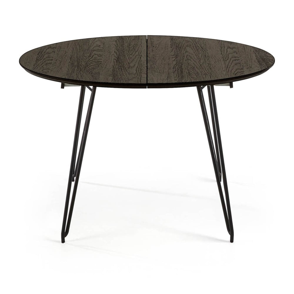 Kerek bővíthető étkezőasztal kőrisfa dekoros asztallappal ø 120 cm norfort – kave home