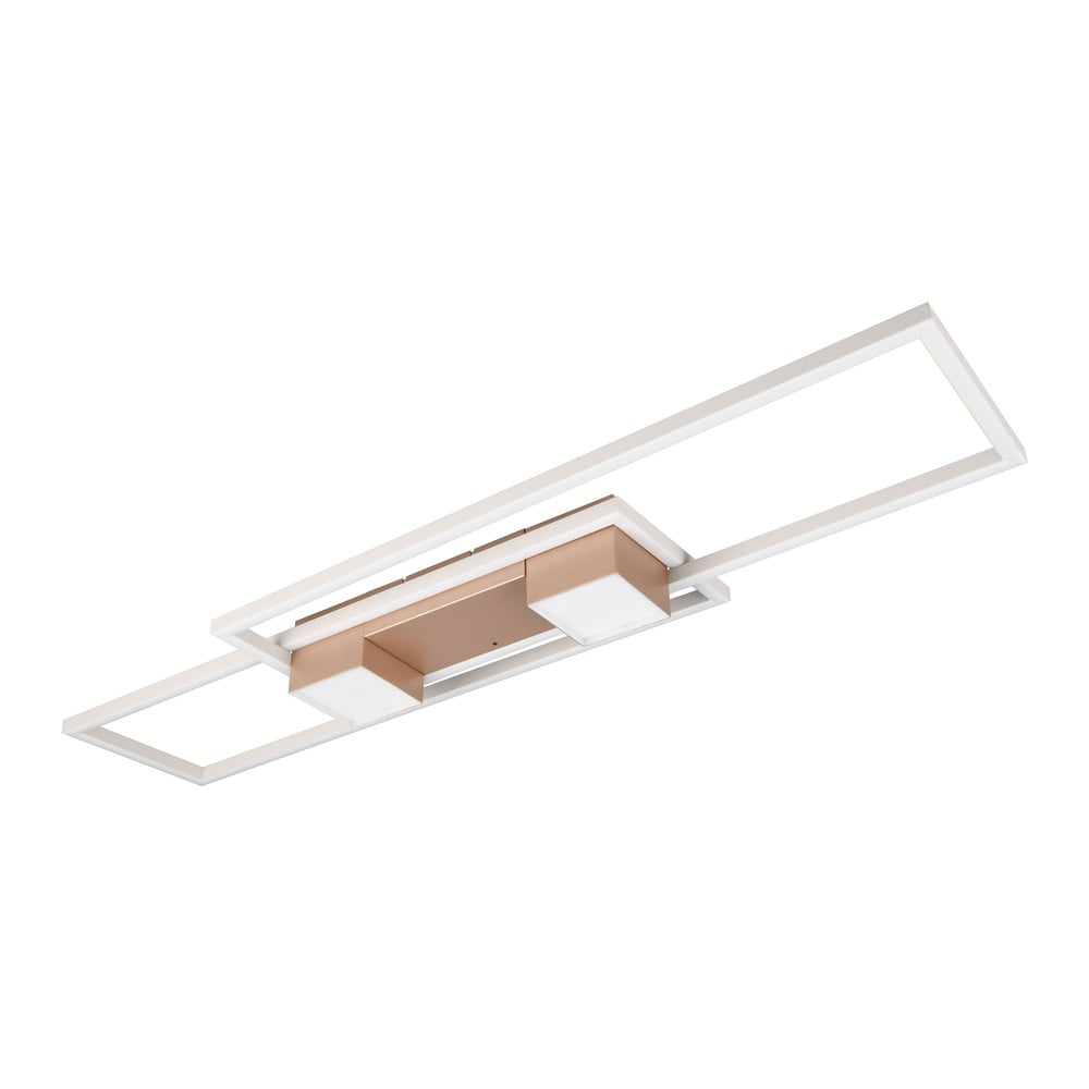 Fehér-bronzszínű dimmelhető LED mennyezeti lámpa távirányítóval 28x100 cm Albany – Trio