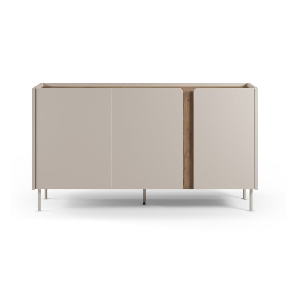 Krémszínű-natúr színű komód tölgyfa dekorral 150x82,5x40,5 cm Lucile – Marckeric