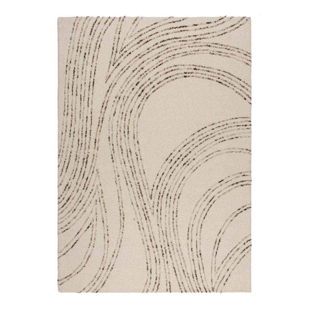 Barna-krémszínű gyapjú szőnyeg 160x230 cm abstract swirl – flair rugs