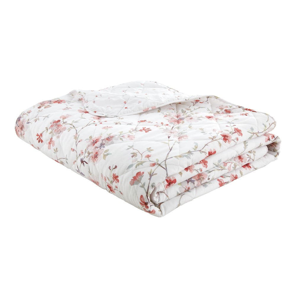 Jasmine Floral fehér-piros takaró, 220 x 230 cm - Catherine Lansfield