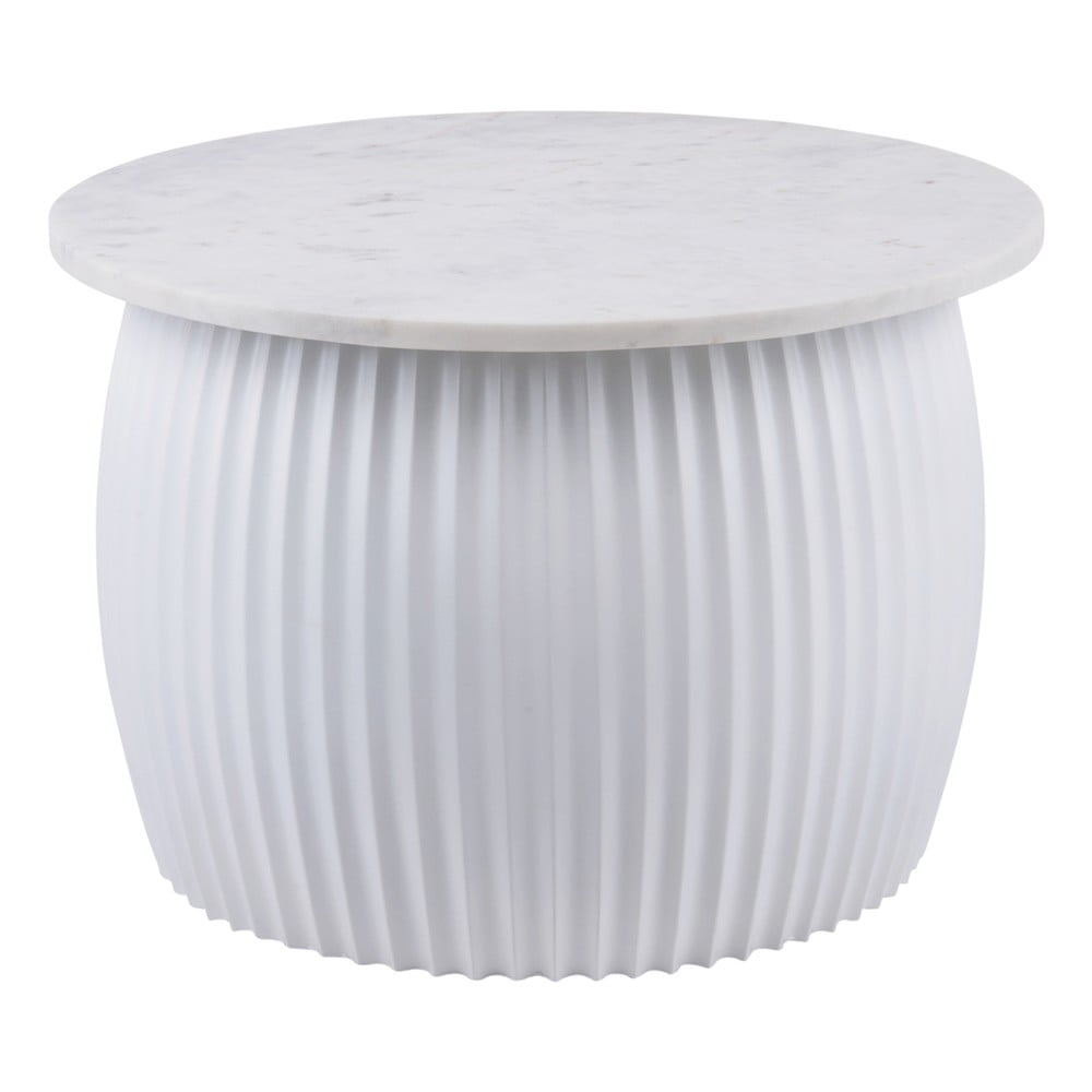 Fehér kerek dohányzóasztal márvány dekoros asztallappal ø 52 cm  luscious  – leitmotiv