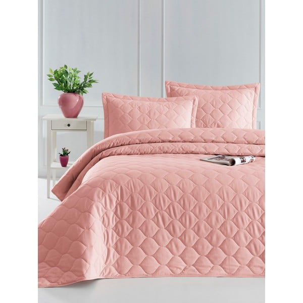 Fresh rózsaszín ágytakaró 2 db ranforce pamut párnahuzattal, 225 x 240 cm - EnLora Home