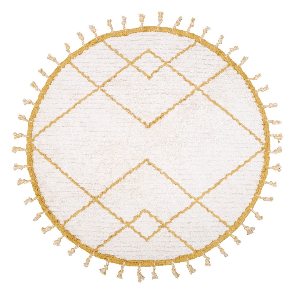 Come fehér-sárga pamut kézzel készített szőnyeg, ø 120 cm - nattiot
