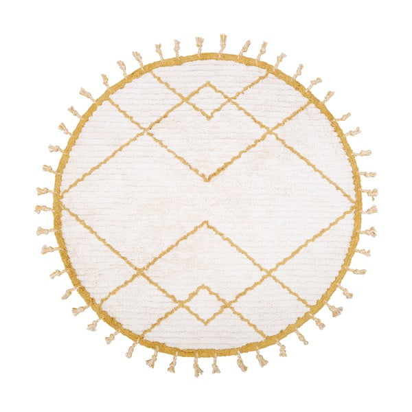 Come fehér-sárga pamut kézzel készített szőnyeg, ø 120 cm - Nattiot