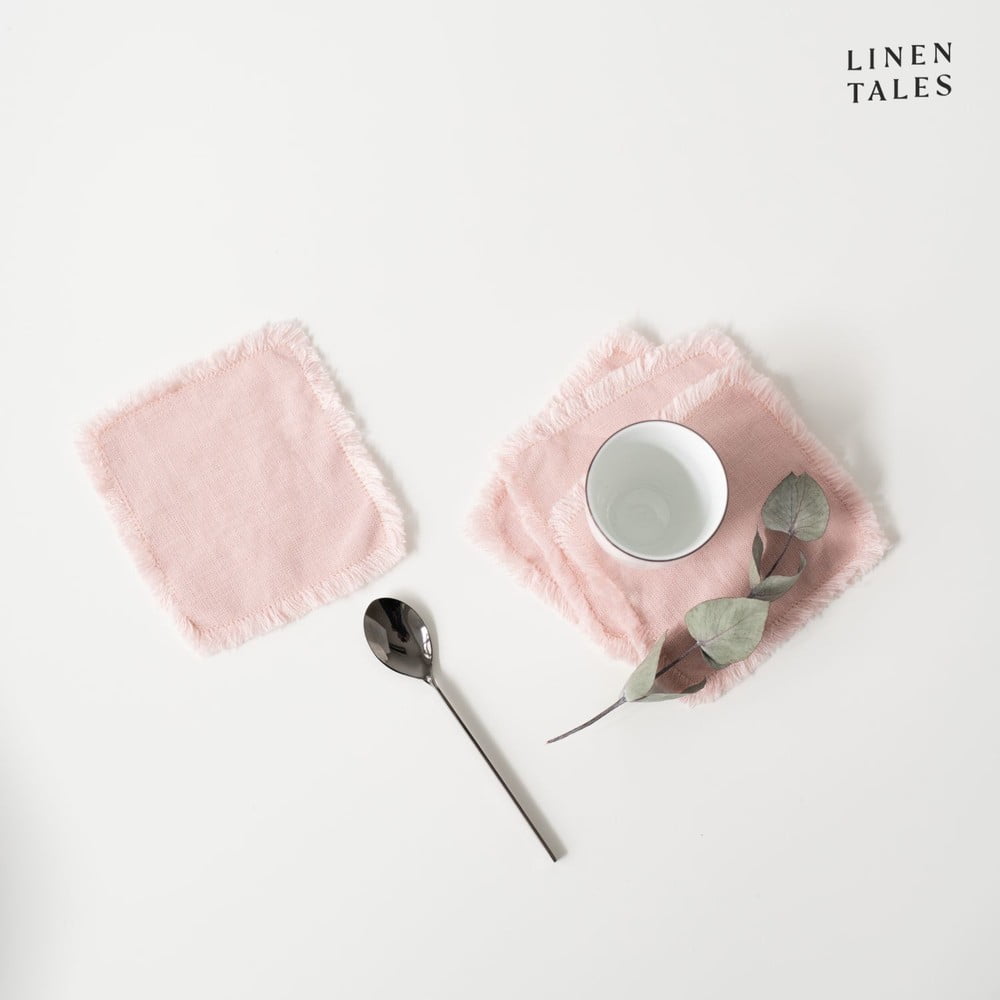 Világos rózsaszín textil poháralátét szett 4 db-os – Linen Tales