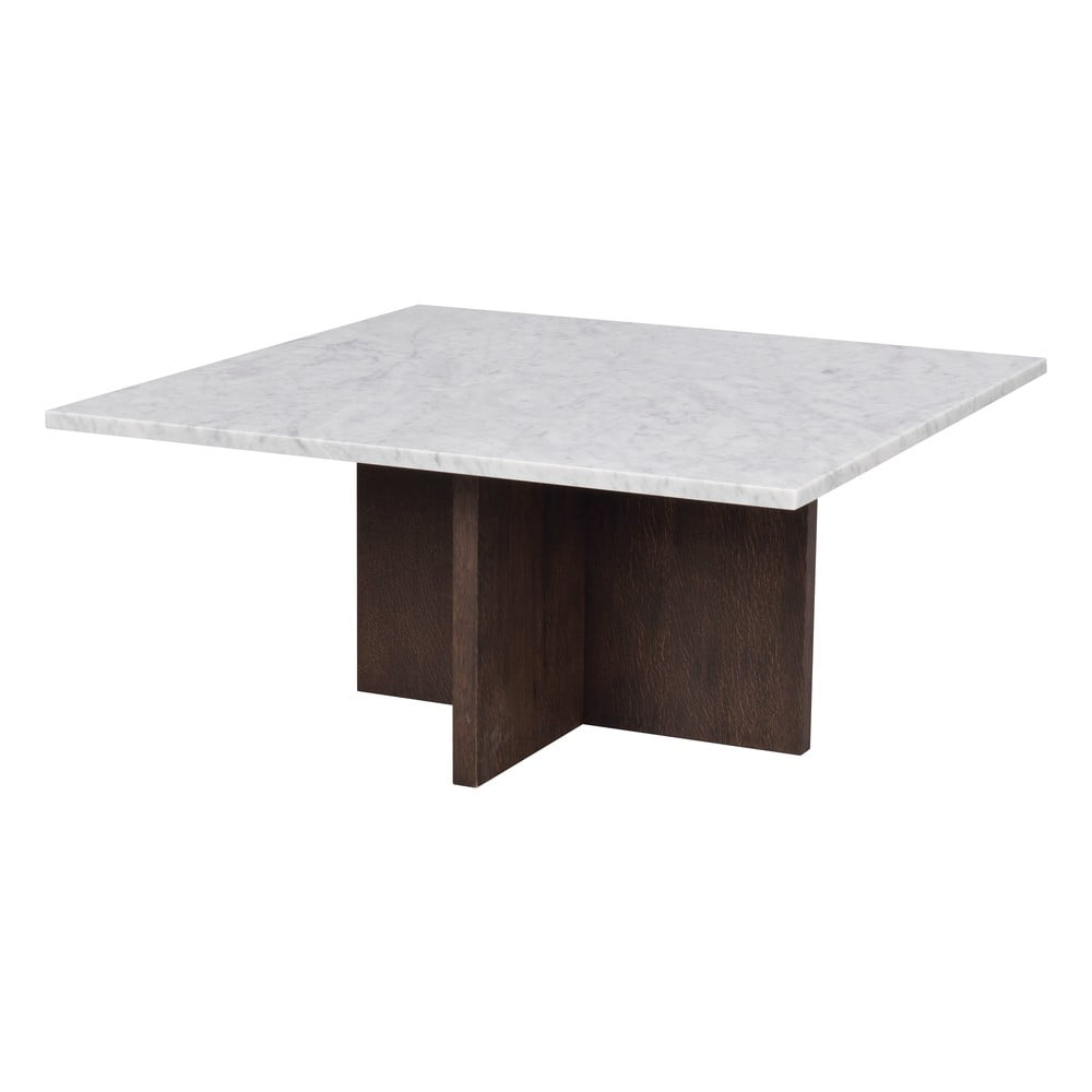 Fehér-barna márvány dohányzóasztal 90x90 cm brooksville - rowico